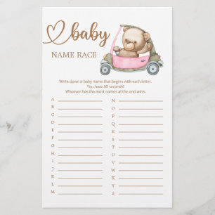 Teddy Bear Baby shower Baby Naam Race Game