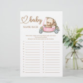 Teddy Bear Baby shower Baby Naam Race Game (Staand voorkant)