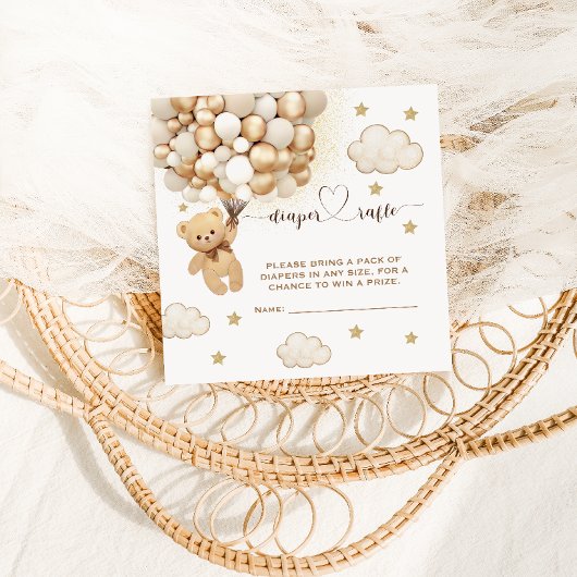 Teddy Bear Baby shower Ballonnen Luier Raffle Informatiekaartje