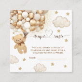 Teddy Bear Baby shower Ballonnen Luier Raffle Informatiekaartje (Voorkant)
