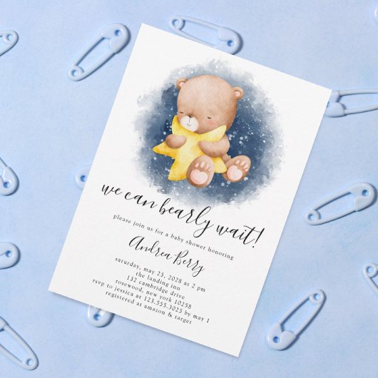 Teddy Bear Baby shower Barly Wacht Kaart