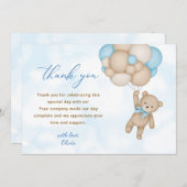 Teddy Bear Baby Shower Bedankkaart (Voorkant / Achterkant)
