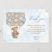 Teddy Bear Baby Shower Bedankkaart (Voorkant / Achterkant)