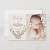 Teddy Bear Baby shower Bedankkaart (Voorkant)