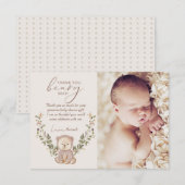 Teddy Bear Baby shower Bedankkaart (Voorkant / Achterkant)