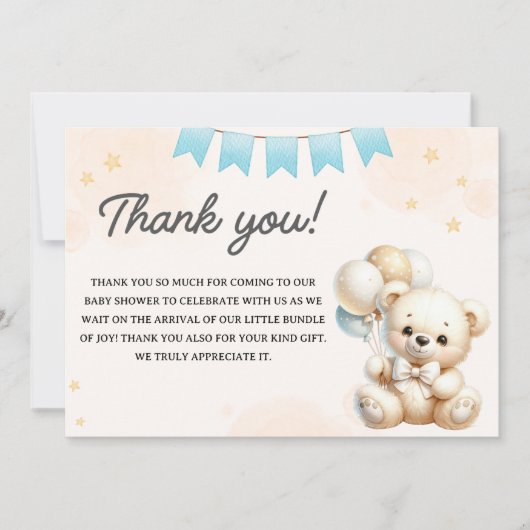 Teddy Bear Baby Shower" Bedankkaart (Voorkant)