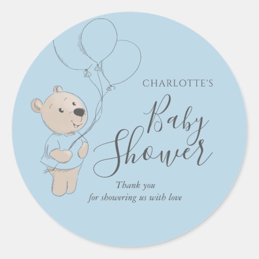 Teddy Bear Baby shower Bedankt Ronde Sticker (Voorkant)