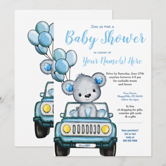 Teddy Bear Baby shower Beer Kaart (Voorkant / Achterkant)