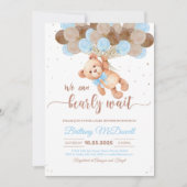 Teddy Bear Baby shower Beer met ballonnen Kaart (Voorkant)