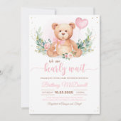 Teddy Bear Baby shower Beer met ballonnen Kaart (Voorkant)