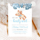 Teddy Bear Baby shower Beer met ballonnen Kaart