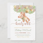 Teddy Bear Baby shower Beer met ballonnen Kaart (Voorkant)