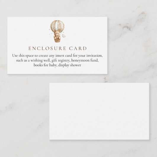 Teddy Bear Baby shower behuizing Kaart (Voorkant / Achterkant)