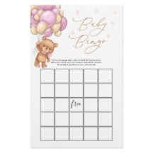 Teddy Bear Baby shower Bingo Game