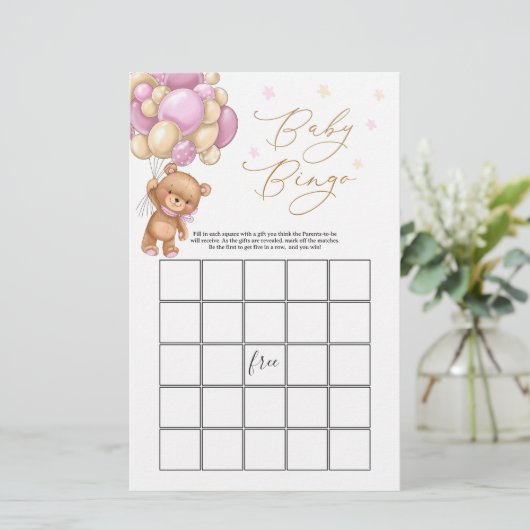 Teddy Bear Baby shower Bingo Game (Staand voorkant)