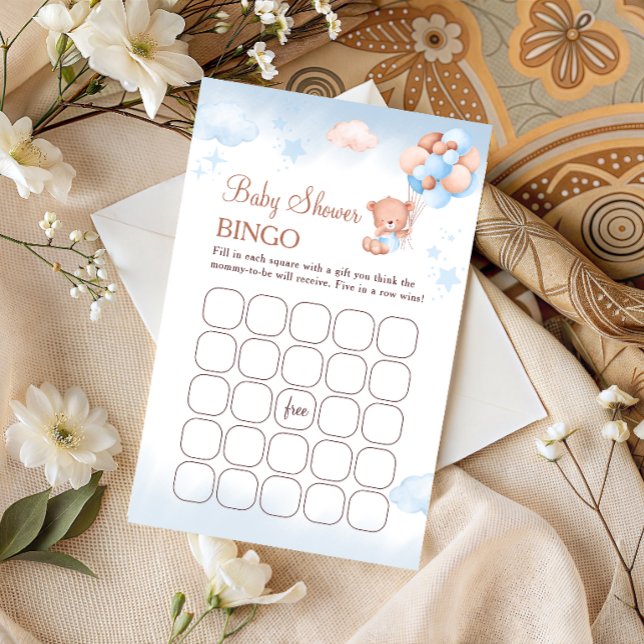 Teddy Bear Baby Shower Bingo Game Card (Creator heeft geüpload)