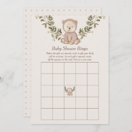 Teddy Bear Baby shower Bingo Spel Sjabloon Kaart