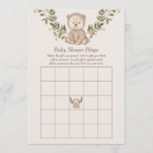 Teddy Bear Baby shower Bingo Spel Sjabloon Kaart (Voorkant)