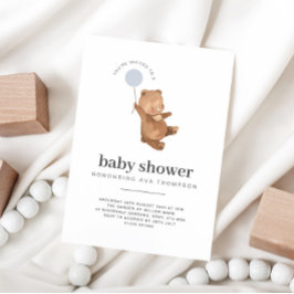 Teddy Bear Baby shower Blue Ballon Kaart