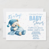 Teddy Bear Baby shower Blue Boy Kaart (Voorkant)