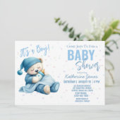 Teddy Bear Baby shower Blue Boy Kaart (Staand voorkant)