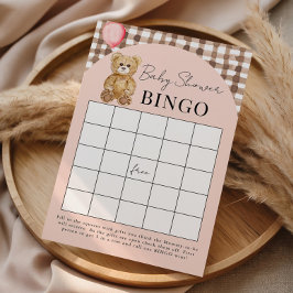 Teddy Bear Baby shower Blush Pink Bingo Kaart
