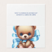 Teddy Bear Baby shower Boek Aanvraag Gevouwen Kaar Kaart (Buitenkant ongevouwen)