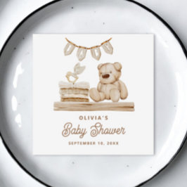 Teddy Bear-Baby shower | Boho Neutral Pastel Servet