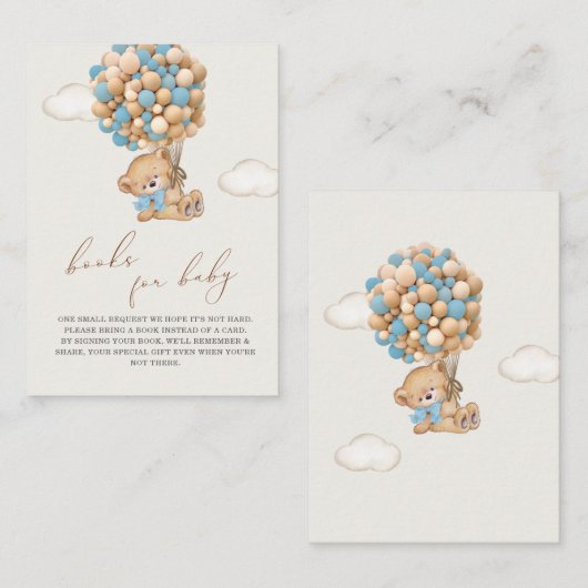 Teddy Bear Baby shower Book Request Enclosure Kaar Informatiekaartje (Voorkant / Achterkant)