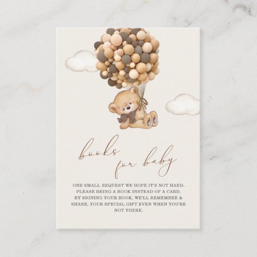 Teddy Bear Baby shower Book Request Enclosure Kaar Informatiekaartje (Voorkant)