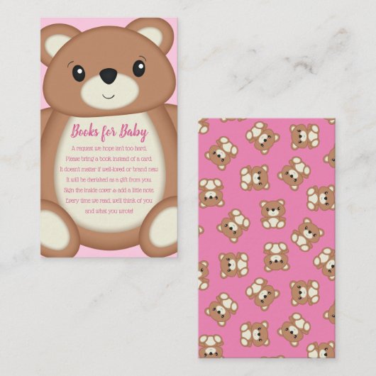 Teddy Bear Baby shower Book Request Informatiekaartje (Voorkant / Achterkant)