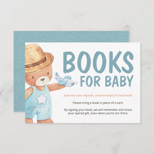 Teddy Bear Baby shower Book Request Insert Card Kaart (Voorkant / Achterkant)