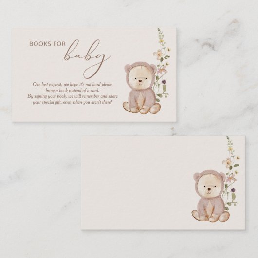 Teddy Bear Baby shower Books for Baby Informatiekaartje (Voorkant / Achterkant)