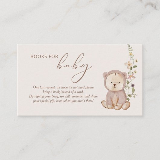 Teddy Bear Baby shower Books for Baby Informatiekaartje (Voorkant)