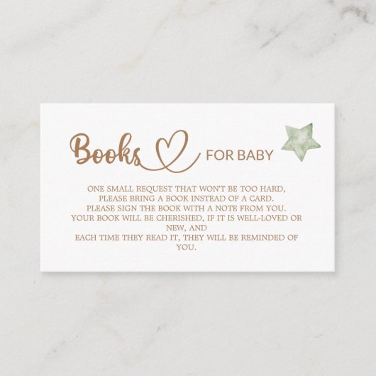 Teddy Bear Baby shower Books for the baby Enclosur Informatiekaartje (Voorkant)