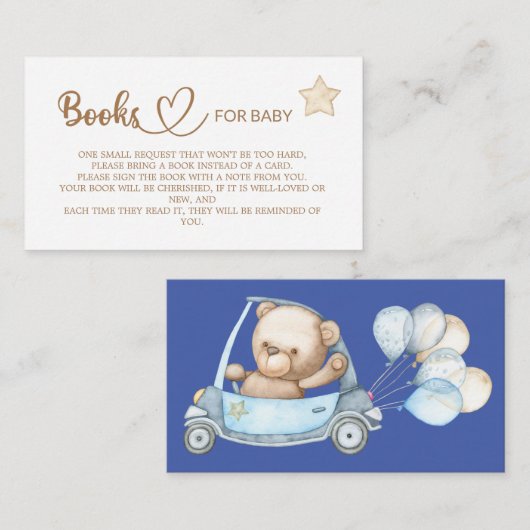 Teddy Bear Baby shower Books for the baby Enclosur Informatiekaartje (Voorkant / Achterkant)