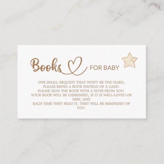 Teddy Bear Baby shower Books for the baby Enclosur Informatiekaartje (Voorkant)