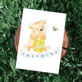 Teddy Bear Baby shower Boy Bedankt Notitiekaartje