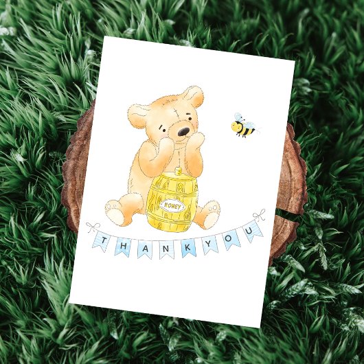 Teddy Bear Baby shower Boy Bedankt Notitiekaartje