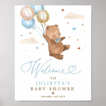Teddy Bear Baby shower Boy Blue Beer Welkom