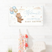 Teddy Bear Baby shower Boy Blue Beer Welkom Spandoek (Insitu)