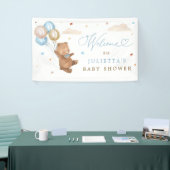 Teddy Bear Baby shower Boy Blue Beer Welkom Spandoek (Beurs)