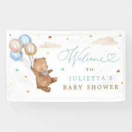 Teddy Bear Baby shower Boy Blue Beer Welkom Spandoek