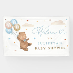 Teddy Bear Baby shower Boy Blue Beer Welkom Spandoek