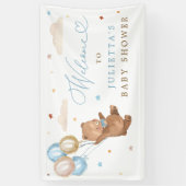 Teddy Bear Baby shower Boy Blue Beer Welkom Spandoek (Verticaal)