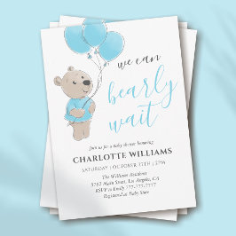 Teddy Bear Baby shower Boy Blue Kaart