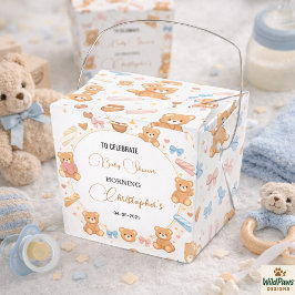 Teddy Bear Baby Shower Boy | Cute Blue Bear Bedankdoosjes