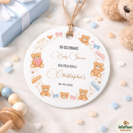Teddy Bear Baby Shower Boy | Cute Blue Bear Bedankjes Labels