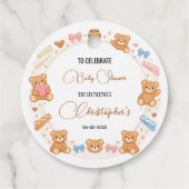 Teddy Bear Baby Shower Boy | Cute Blue Bear Bedankjes Labels (Achterkant)