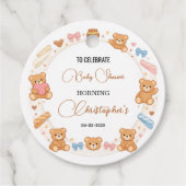Teddy Bear Baby Shower Boy | Cute Blue Bear Bedankjes Labels (Voorkant)